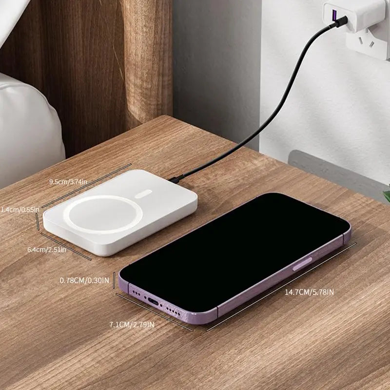 Power Up Your iPhone: Black 5000mAh MagSafe Magnetic Power Bank - Fast Wireless Charger for iPhone 12 to 17