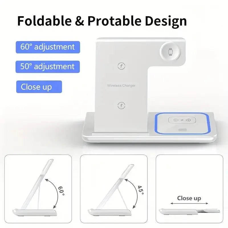 Ultimate 3 in 1 Wireless Charging Station - Portable & Foldable Charger for iPhone, Apple Watch & AirPods