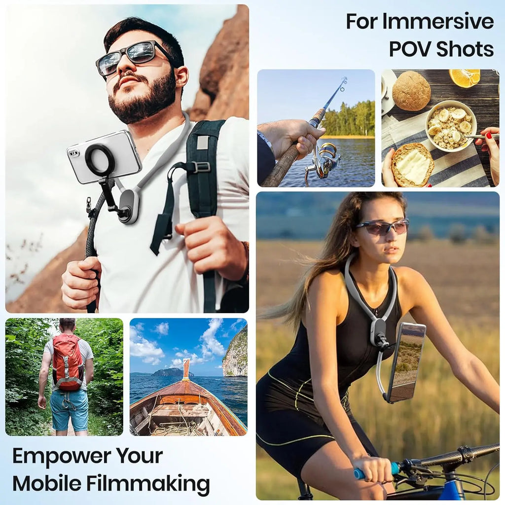 Revolutionary Magnetic Neck Mount: Hands-Free Phone Holder for Effortless Selfies and Live Streaming