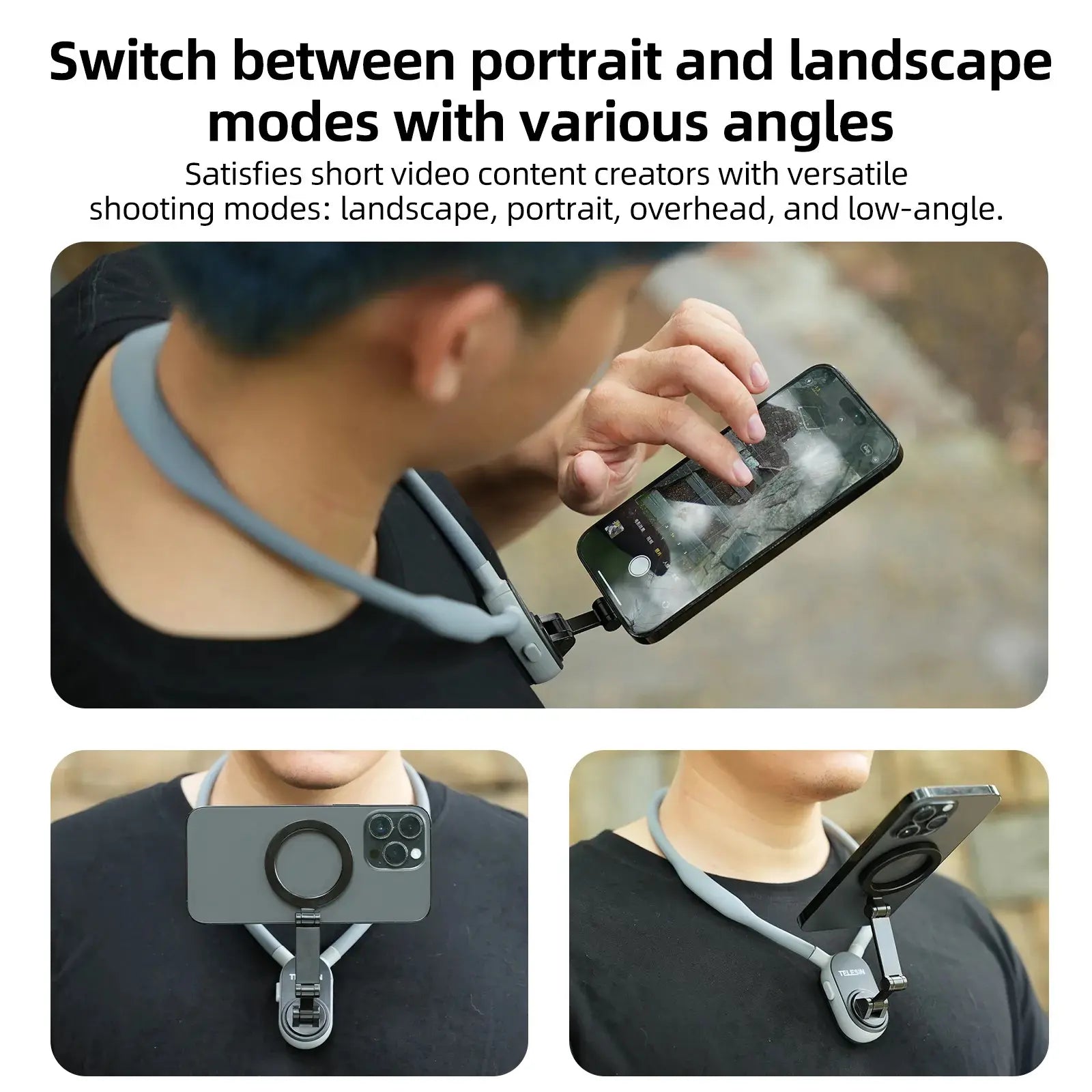Revolutionary Magnetic Neck Mount: Hands-Free Phone Holder for Effortless Selfies and Live Streaming