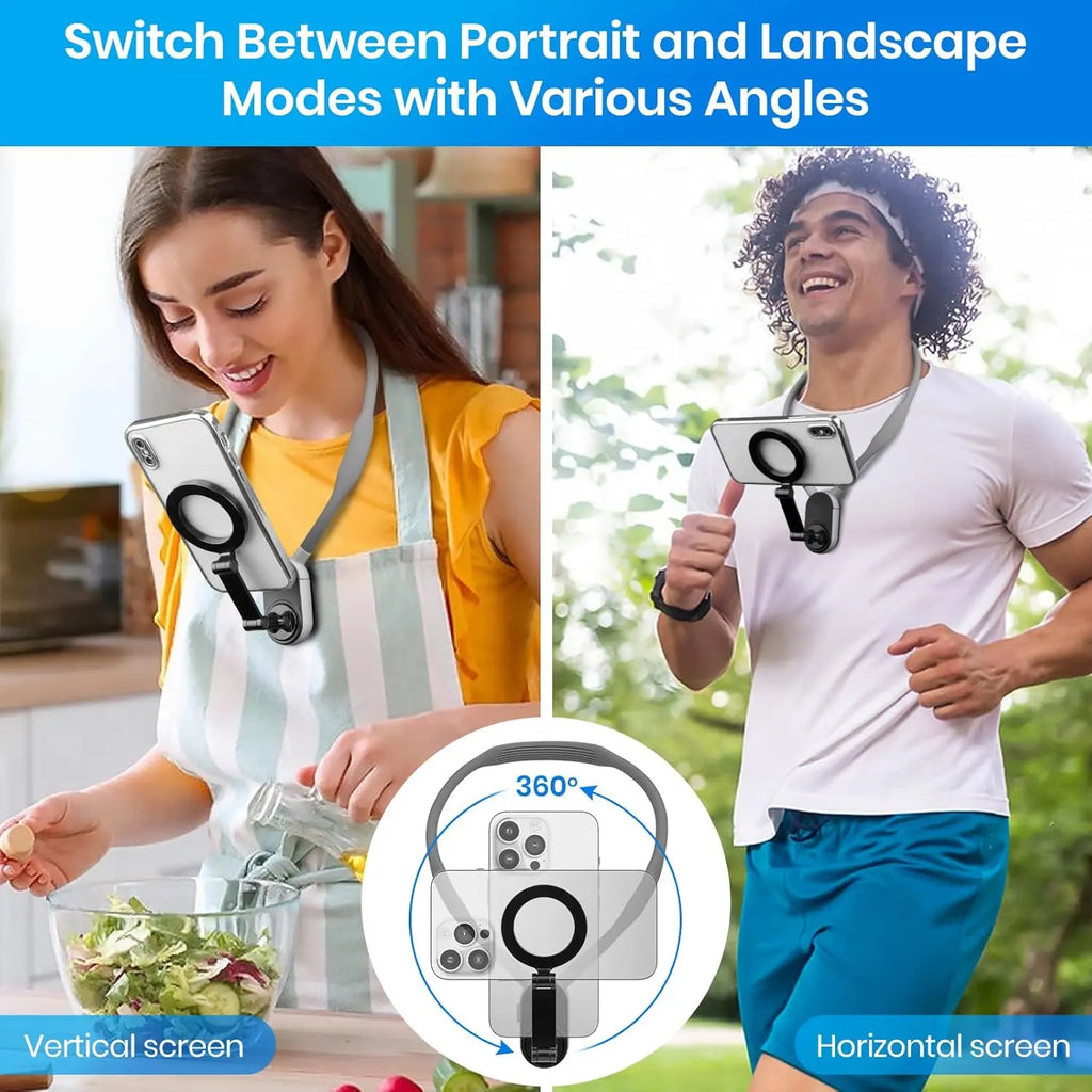 Revolutionary Magnetic Neck Mount: Hands-Free Phone Holder for Effortless Selfies and Live Streaming