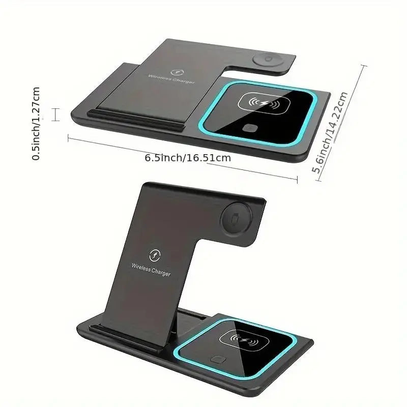 Ultimate 3 in 1 Wireless Charging Station - Portable & Foldable Charger for iPhone, Apple Watch & AirPods