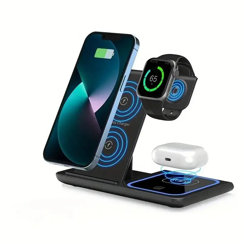Ultimate 3 in 1 Wireless Charging Station - Portable & Foldable Charger for iPhone, Apple Watch & AirPods