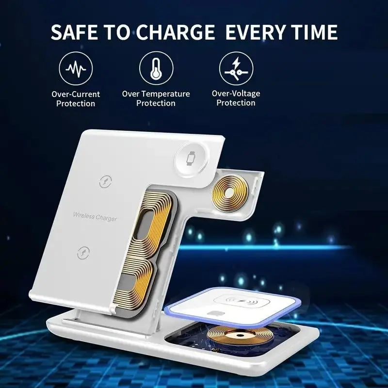 Ultimate 3 in 1 Wireless Charging Station - Portable & Foldable Charger for iPhone, Apple Watch & AirPods