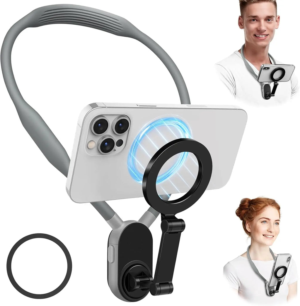 Revolutionary Magnetic Neck Mount: Hands-Free Phone Holder for Effortless Selfies and Live Streaming
