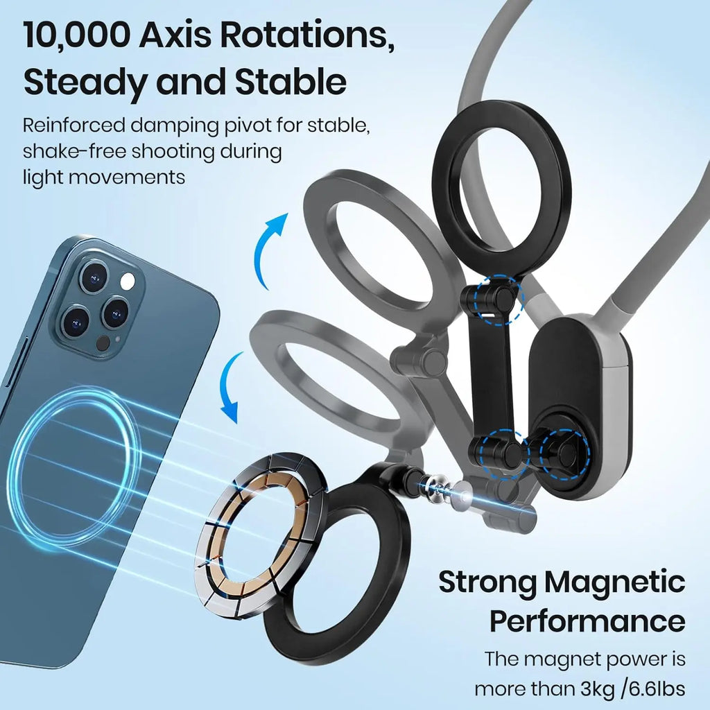 Revolutionary Magnetic Neck Mount: Hands-Free Phone Holder for Effortless Selfies and Live Streaming